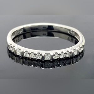 Dainty Stackable Band Diamond 0.25ctw 10k White Gold Ring 2.2mm Wide Womens Sz 9